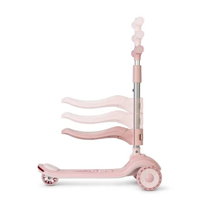 Trotineta Evolutiva 2 A N 1 Saro , &oelig;cool Rider,   Pink, 12 Luni+, Pliabila, Cu Scaunel, Bluetooth + Difuzor, Roti Led, Frana Spate, Max. 50 Kg Pjb89101