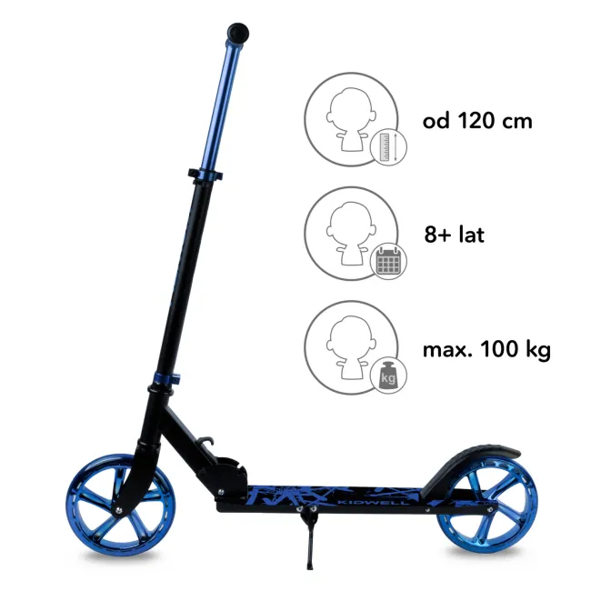 Trotineta Pliabila Kidwell Blast Blue, Roti Mari 200 Mm, Rulmenti Abec-7, Ultra Usoara 3.8 Kg, 100 Kg, 8+ Ani Pjbhuskbla01a1