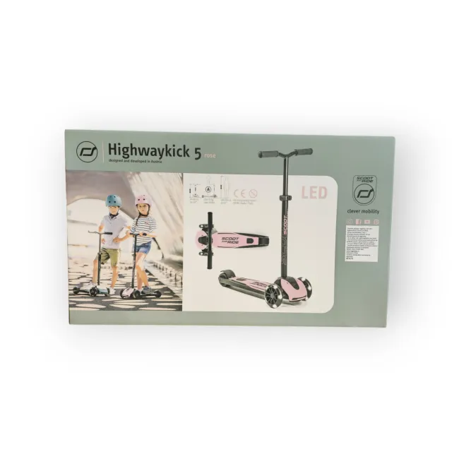 Trotineta Premium Copii Scoot  Ride Highwaykick 5 Led Rose ,   Reglabila, Roti Luminoase, 5 Ani+, Pana La 80 Kg Pjb00011