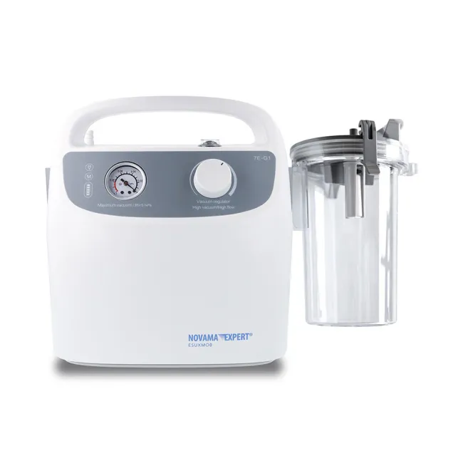 Aspirator electric portabil Novama Expert ESUXMOB, pentru indepartarea secretiilor din caile respiratorii si cavitati, cu acumulator incorporat, vacuum 85 kPa, recipient 1000 ml, pompa fara ulei BITNovamaExpertESUXMOB