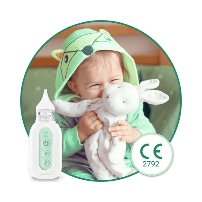 Aspirator nazal electric Vitammy Picolino 7, pentru copii din prima zi de viata, 2 capete de schimb, 3 niveluri de putere, 12 melodii, iluminare colorata, incarcare USB-C BITVitammyPicolino7