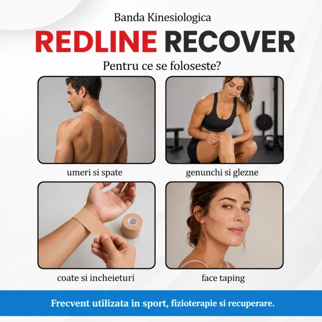 Banda Kinesiologica RedLine Recover Bej, impermeabila, fara latex, 5 cm x 5 m BITRedLineRecoverBej