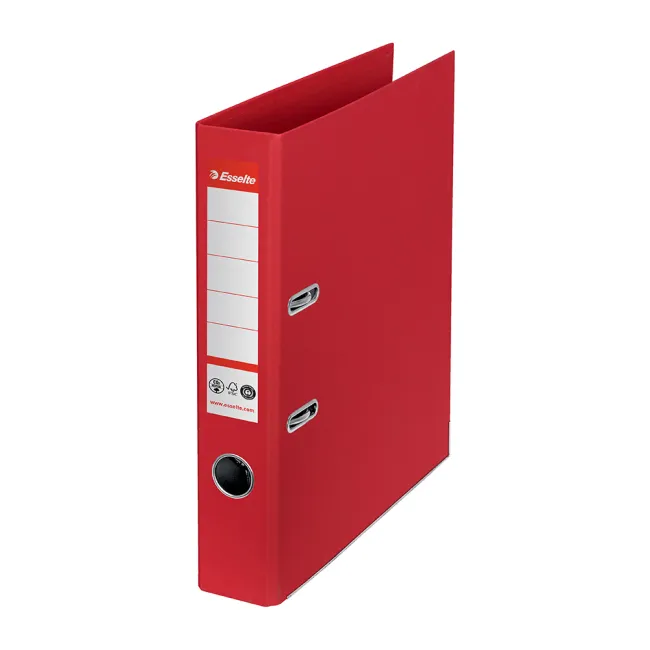 Biblioraft Esselte No.1 Power Recycled, carton, 100% reciclat, reciclabil, certificare FSC, A4, 50 mm, rosu BPTCSL007575