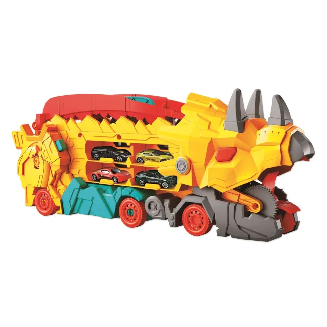 Camion lansator Dino Street RS Toys, cu 2 masinute incluse