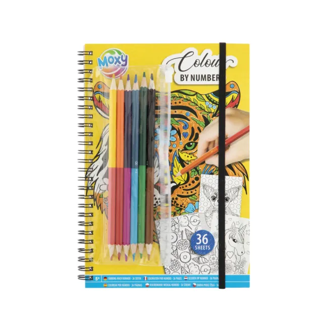 Carte de colorat pe numere Creative Craft Grafix, 36 pagini, 6 creioane duo, 5+ ani BPTCJK150081
