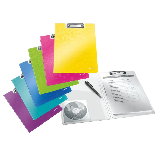 Clipboard Leitz WOW, dublu, polyfoam, A4, 100 coli, mov BPTCSL980056