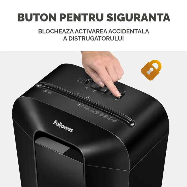 Distrugator documente Fellowes LX45, cross cut, 8 coli, negru BPTCFW400501