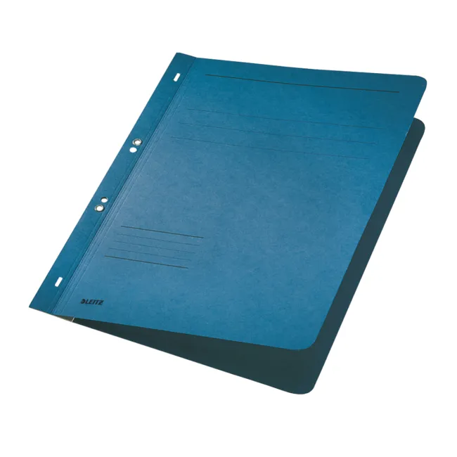 Dosar cu sina Leitz 1/1, carton, 100% reciclat, certificare Blue Angel, A4, cu capse, 170 coli, albastru BPTCSL374235