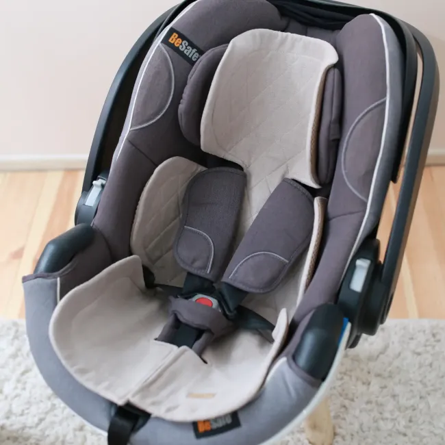 Insert Din In Pentru Scoica Auto Babyly, Antitranspiratie, Design 3d Respirabil, 0-13kg, Bej Pjbc2838