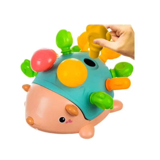 Jucarie educationala motricitate si senzoriala bebelusi, Arici pentru sortat cu 12 piese multicolore si mari, varsta recomandata +12 luni