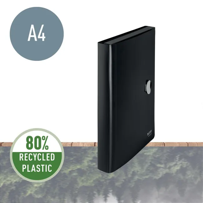 Mapa tip proiect Leitz Recycle, PP, partial reciclat, certificare Blue Angel, reciclabil, A4, 250 coli, negru BPTCSL462495