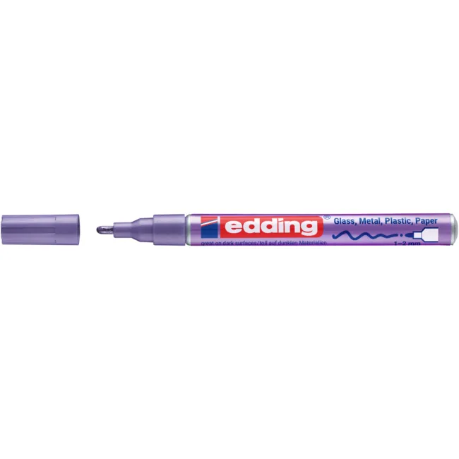 Marker cu vopsea Edding 751, corp aluminiu, varf rotund 1-2 mm, violet metalic BPTCED751078