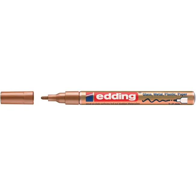Marker cu vopsea Edding 751, varf rotund, 1-2 mm, cupru metalic, rezistent la apa BPTCED751055