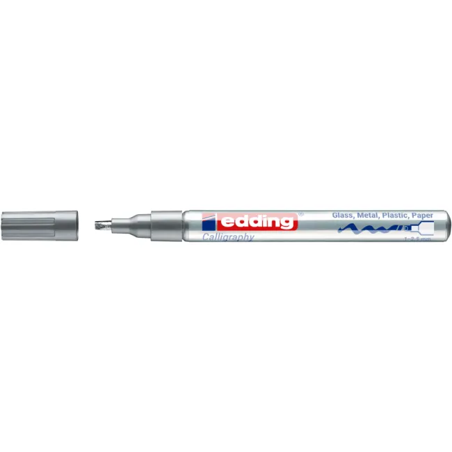 Marker cu vopsea Edding 753, vopsea lucioasa, caligrafie, varf 1-2.5 mm, argintiu BPTCED753054