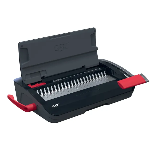 Masina de indosariat GBC CombBind CB12, manuala, cu spire din plastic, A4, 12/165 coli, negru-argintiu BPTCSL410060