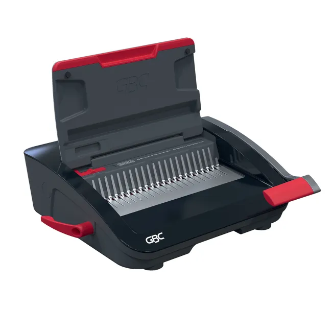 Masina de indosariat GBC CombBind CB20, manuala, cu spire din plastic, A4, 20/240 coli, negru-argintiu BPTCSL410062