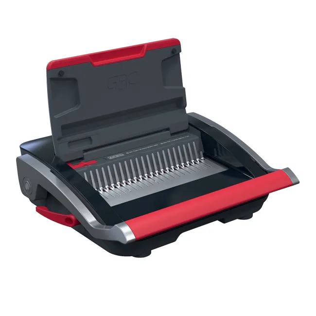 Masina de indosariat GBC CombBind CB25, manuala, cu spire de plastic, A4, 25/390 coli, negru-argintiu BPTCSL410063