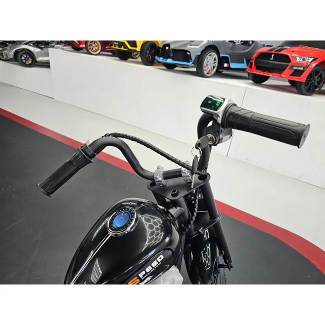 Motocicleta Electrica Chopper 24v Negru, Motor Brushless ,   Viteza 20 Km H   6+ Ani Pjbc4k9902