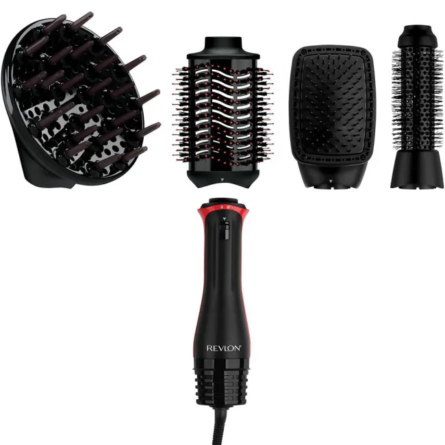 Perie electrica fixa multifunctionala Revlon One-Step Blow-Dry Multi Air Styler 4 in 1 RVDR5373E, 4 capete detasabile, 4 setari de temperatura, pentru toate tipurile si lungimile de par BITRVDR5373E