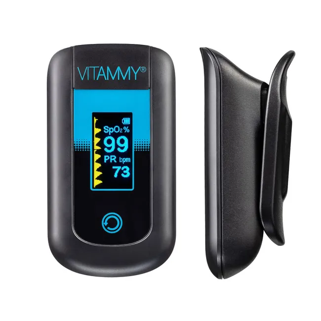 Pulsoximetru Vitammy eSaturino, masoara saturatia de oxigen din sange si pulsul, algoritm de toleranta la miscare, ecran OLED bicolor, 4 directii de afisare, Negru BITVitammyeSaturino