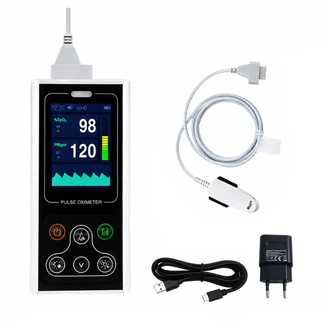 Pulsoximetru portabil Contec CMS60D1, masurare saturatie oxigen si rata pulsului, baterie reincarcabila, software pentru date stocate pe PC in timp real, functie alarma, senzor adulti BITContecCMS60D1