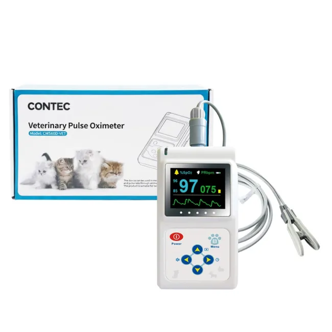 Pulsoximetru veterinar pentru animale Contec CMS60D-VET, pentru masurarea saturatiei de oxigen din sange si a pulsului la animale BITCMS60DVET