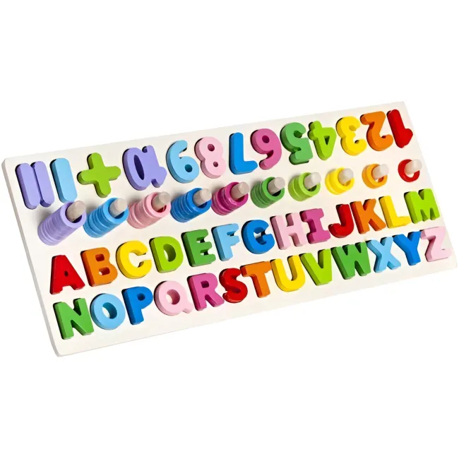 Puzzle lemn cu cifre si litere, Iso Trade