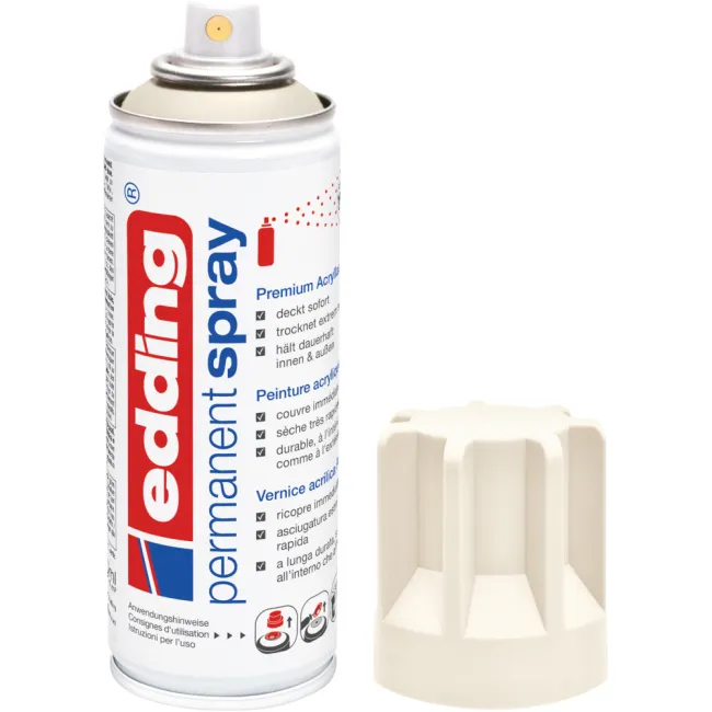 Spray vopsea acrilica Edding 5200, alb crema mat, uscare rapida, acoperire inalta, 200 ml BPTCED5200921