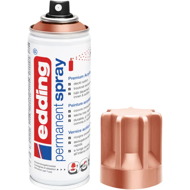 Spray vopsea acrilica Edding 5200, cupru pretios mat, 200 ml, vopsea acrilica pentru sticla, metal, lemn, ceramica, plastic, panza BPTCED5200932