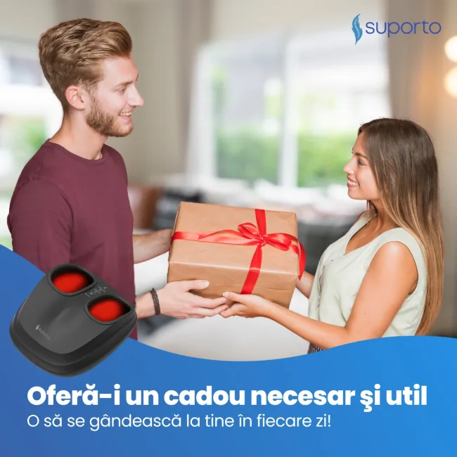 Aparat Masaj Picioare SUPORTO Reflexo Core cu Incalzire, Compresie si Telecomanda, Pentru relaxare Picior si Talpa, Beneficii de Reflexoterapie, Circulatie Imbunatatita, Role masat talpi si presopunctura, Tehnica Shiatsu, Negru SPTREFCORE