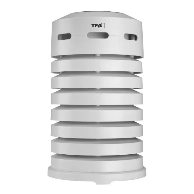 Carcasa protectie senzor meteo exterior, ventilator solar integrat, ecranare radiatii solare UV, protectie ploaie, TFA 98.1111.02