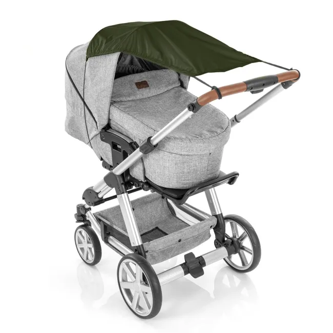 Copertina solara carucior copii, protectie UV UPF 80+, parasolar universal reglabil, protectie vant si ploaie usoara, prindere elastica universala, montare rapida, verde, Reer ShineSafe 84313