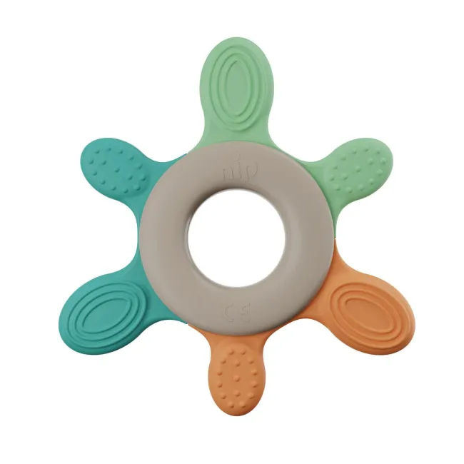 Inel de dentitie pentru bebelusi nip&reg; Green, masaj gingii si primii dintisori, din materiale naturale, fara BPA, fara ftalati, fara PVC, Made in Germany, 3+ luni, nip 38787