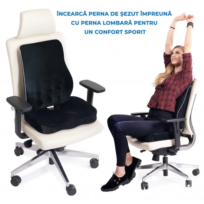 Perna Ortopedica Sezut Coccis pentru orice Scaun din Spuma cu Memorie, Fermitate Extra SPTPSENE00