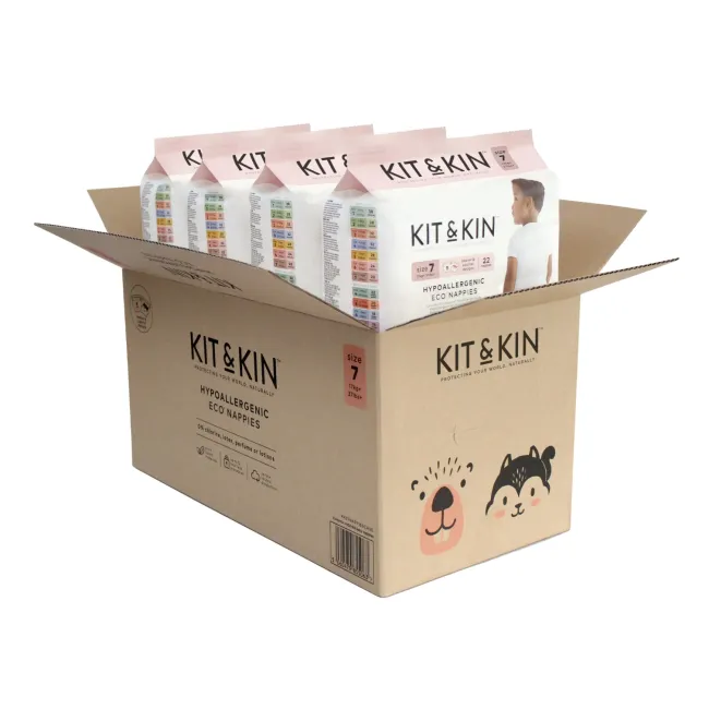 Scutece Hipoalergenice Eco Kit&Kin, Marimea 7, 17kg+, 88 buc TNAKKS7NAPPIESCASE