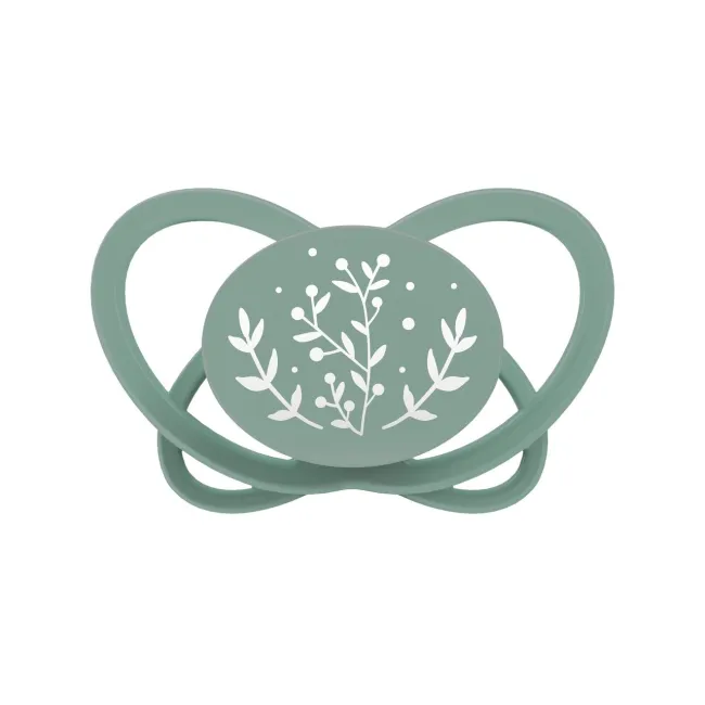 Set 2 suzete nip My Butterfly cu tetina ortodontica din silicon, forma simetrica, din materiale naturale regenerabile, fara BPA, cutie de transport si sterilizare, 16-32 luni, verde, nip My Butterfly Green 38862