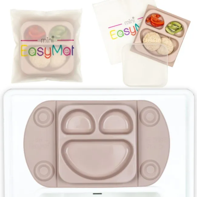 Set farfurie diversificare & gentuta gustare (sand/mauve)