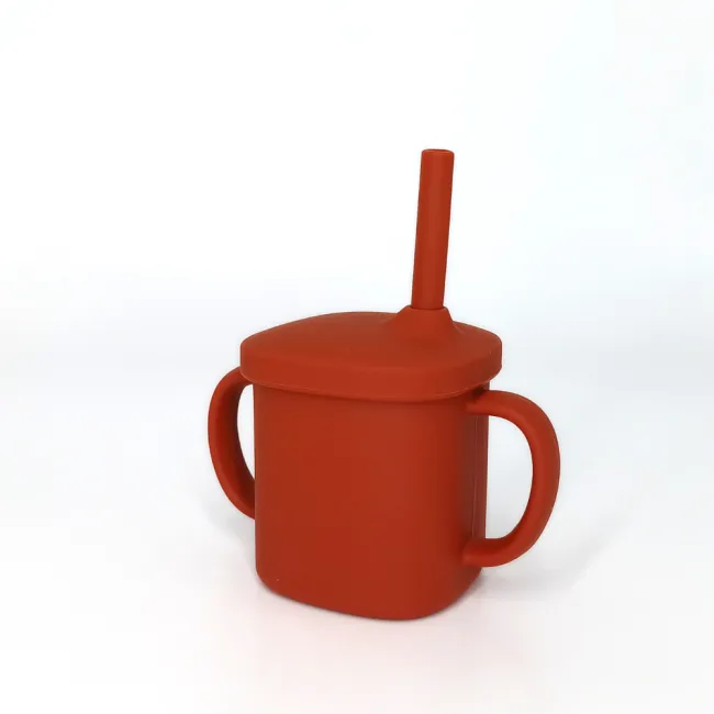 Cana cu pai si capac din silicon, Coccorito, Red