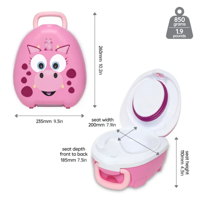 Olita portabila cu capac si maner My Carry Potty, Dragon roz