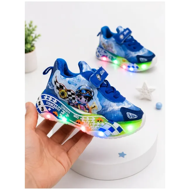 Pantofi sport cu lumini led, masinuta de curse, superbaby, albastru adt-60-x-r