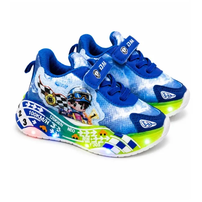 Pantofi sport cu lumini led, masinuta de curse, superbaby, albastru adt-60-x-r