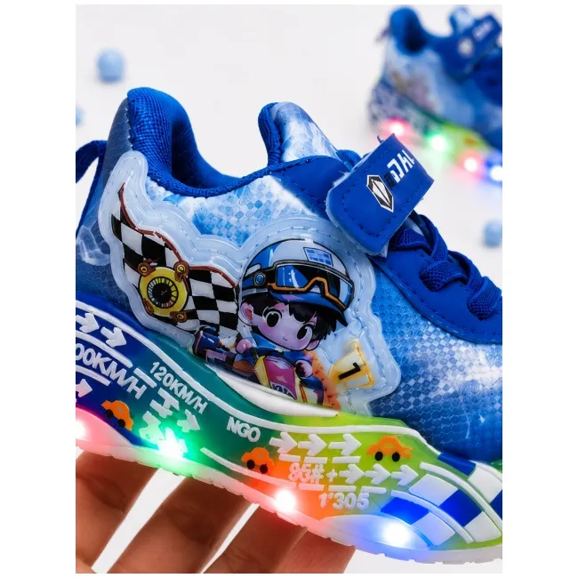 Pantofi sport cu lumini led, masinuta de curse, superbaby, albastru adt-60-x-r