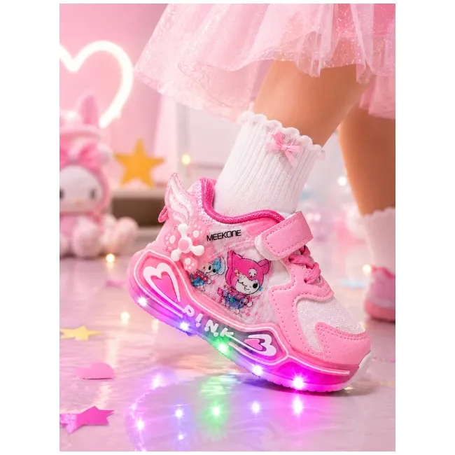 Pantofi sport cu luminite, model cu holograma, piele ecologica, fete, roz ad30-8-7-4-r