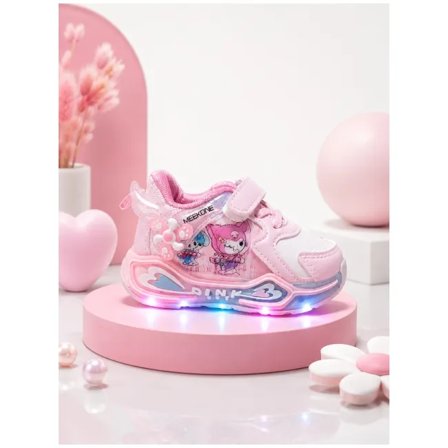 Pantofi sport cu luminite, model cu holograma, piele ecologica, fete, roz ad30-8-7-4-r