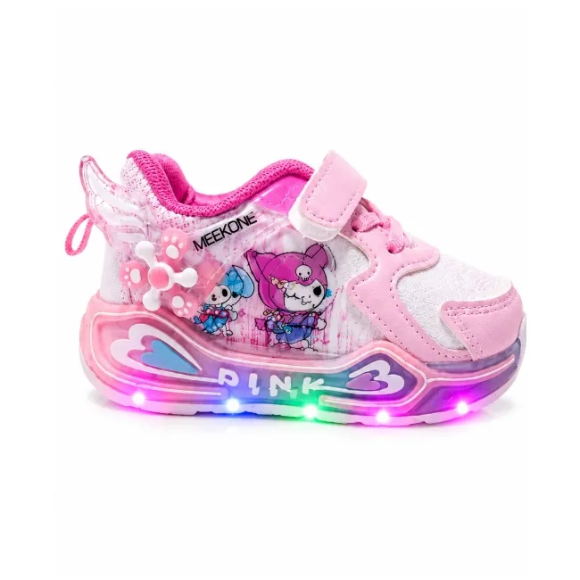 Pantofi sport cu luminite, model cu holograma, piele ecologica, fete, roz ad30-8-7-4-r
