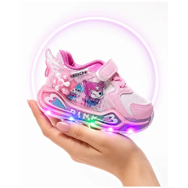 Pantofi sport cu luminite, model cu holograma, piele ecologica, fete, roz ad30-8-7-4-r