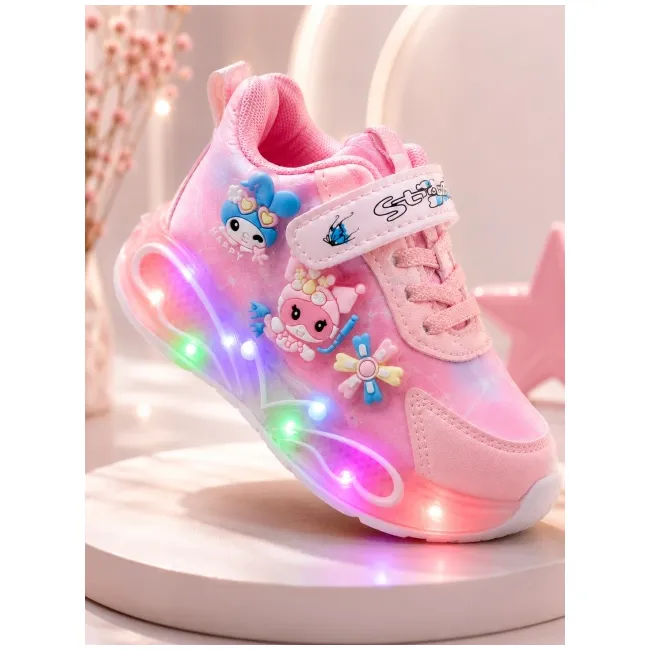Pantofi sport cu luminite, model you and me, piele ecologica, fete, roz ad30-8-7x-r