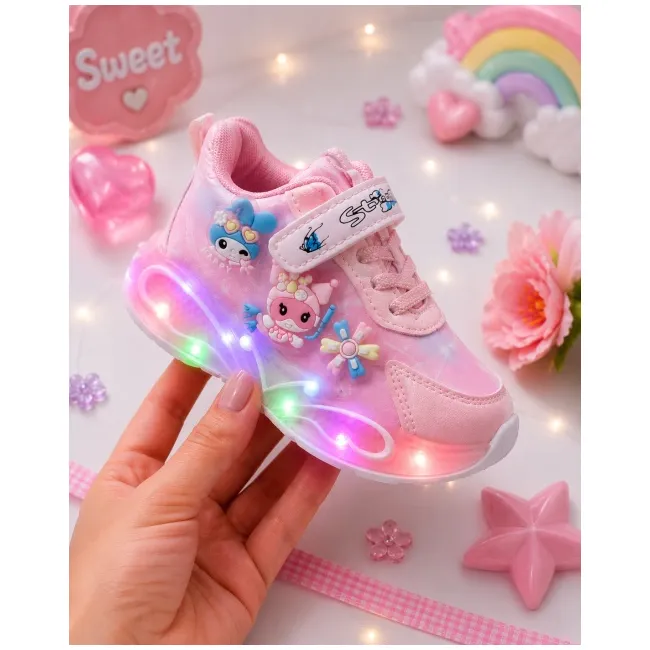 Pantofi sport cu luminite, model you and me, piele ecologica, fete, roz ad30-8-7x-r