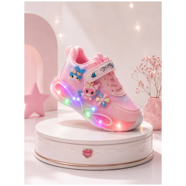 Pantofi sport cu luminite, model you and me, piele ecologica, fete, roz ad30-8-7x-r