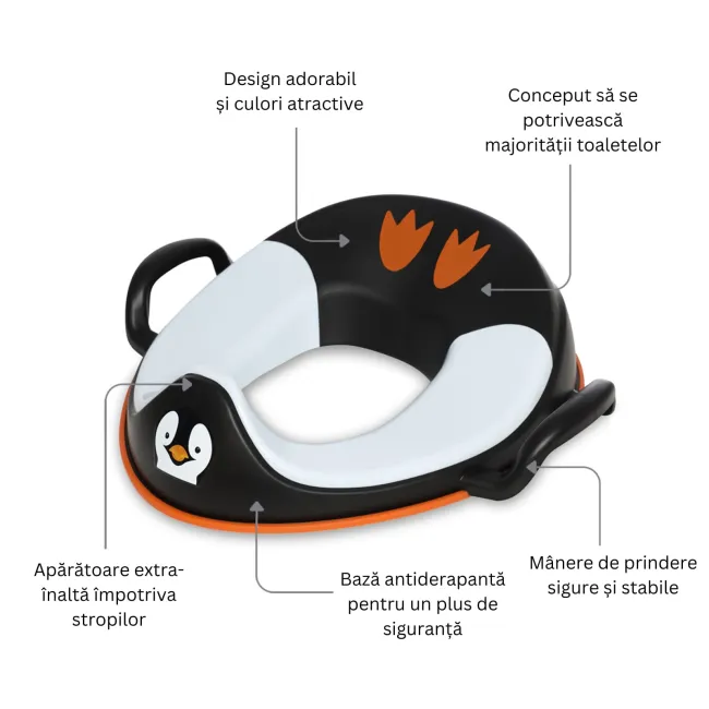 Reductor cu manere pentru toaleta, My Trainer Seat, Pinguin